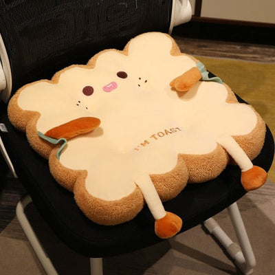 Slice of Toast Plushie Seat Cushions, 16-18" | 40-45 cm plush toy – – Square/Happy – Image 3 | Plushie Produce